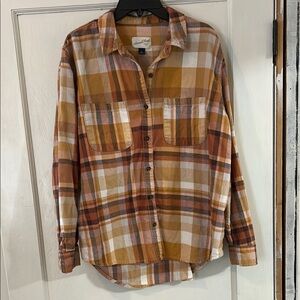 Universal Thread Goods Co. Women’s Casual Plaid Button-Up Shirt Fall Cozy